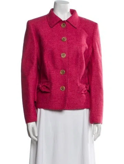 Pre-owned Rena Lange Virgin Wool Printed Jacket In Red