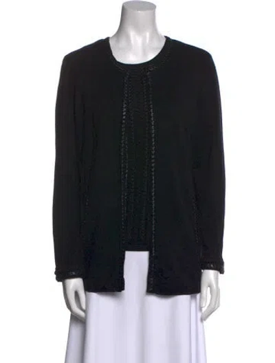 Pre-owned Rena Lange Virgin Wool Scoop Neck Sweater In Black