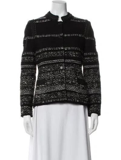 Pre-owned Rena Lange Virgin Wool Striped Jacket In Black