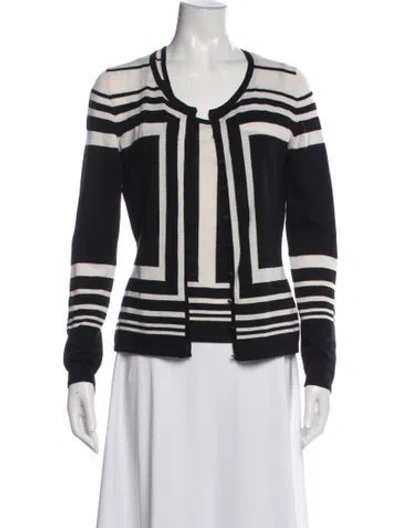 Pre-owned Rena Lange Virgin Wool Striped Sweater In Gray