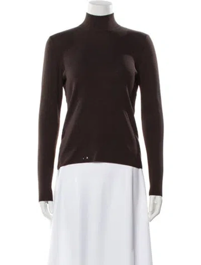 Pre-owned Rena Lange Virgin Wool Turtleneck Sweater In Brown