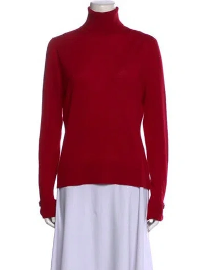 Pre-owned Rena Lange Virgin Wool Turtleneck Sweater In Red