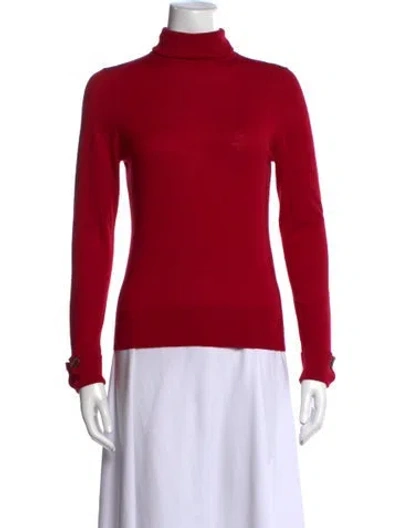 Pre-owned Rena Lange Virgin Wool Turtleneck Sweater In Red
