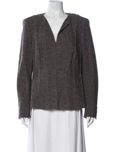Pre-owned Rena Lange Virgin Wool Tweed Pattern Blazer In Multicolor