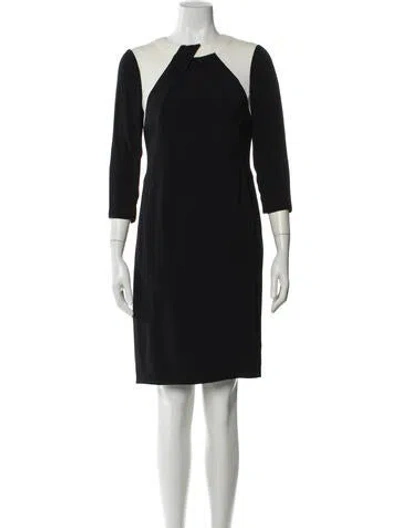 Pre-owned Rena Lange V-neck Mini Dress In Gray