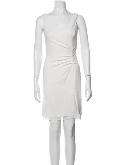 Pre-owned Rena Lange V-neck Mini Dress In White