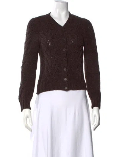 Pre-owned Rena Lange V-neck Sweater In Brown