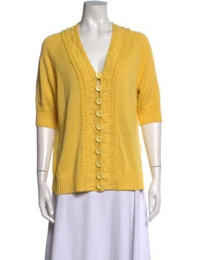Pre-owned Rena Lange V-neck Sweater In Yellow