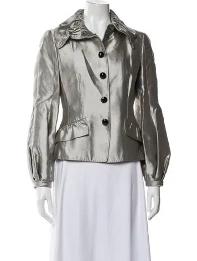 Pre-owned Rena Lange Wool Blazer In Metallic/silver