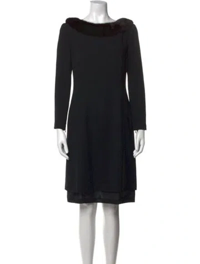 Pre-owned Rena Lange Wool Knee-length Dress In Black