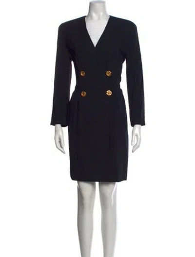Pre-owned Rena Lange Wool Mini Dress In Black