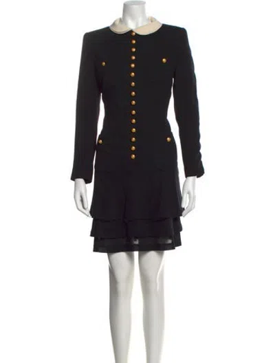 Pre-owned Rena Lange Wool Mini Dress In Black
