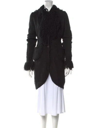 Pre-owned Rena Lange Wool Open Front Sweater In Black