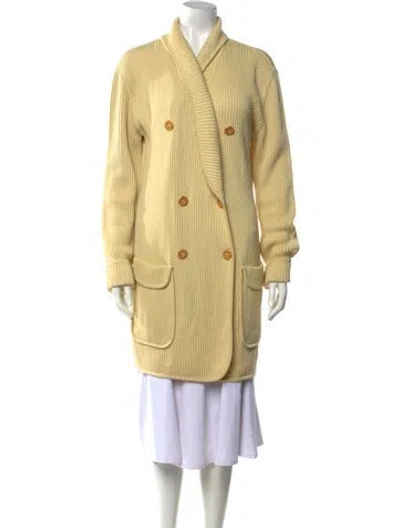 Pre-owned Rena Lange Wool Open Front Sweater In Yellow