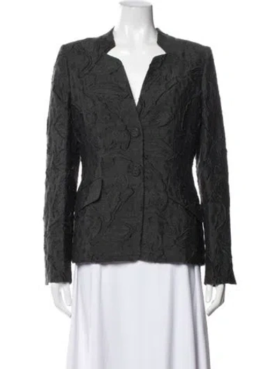 Pre-owned Rena Lange Wool Patterned Blazer W/ Tags In Grey