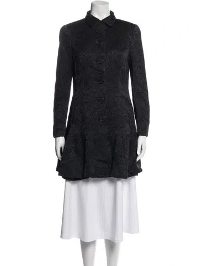 Pre-owned Rena Lange Wool Patterned Coat In Blue