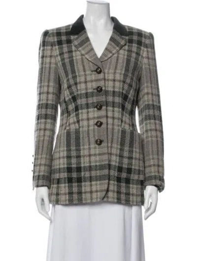 Pre-owned Rena Lange Wool Plaid Print Blazer In Multi