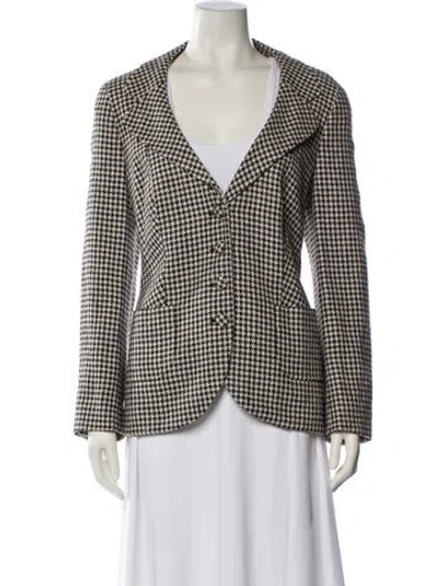 Pre-owned Rena Lange Wool Plaid Print Blazer In Neutral