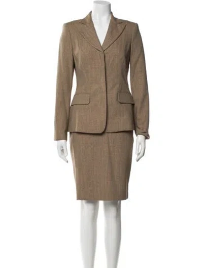 Pre-owned Rena Lange Wool Printed Skirt Suit In Neutral