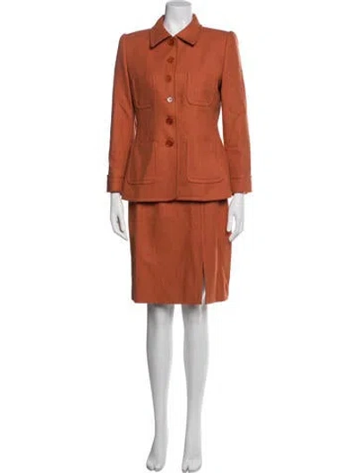 Pre-owned Rena Lange Wool Skirt Set In Orange