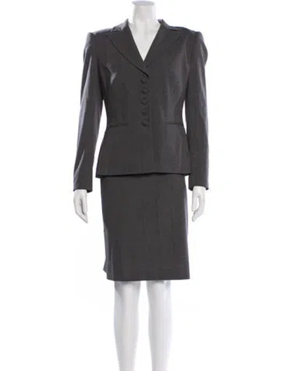 Pre-owned Rena Lange Wool Skirt Suit In Gray