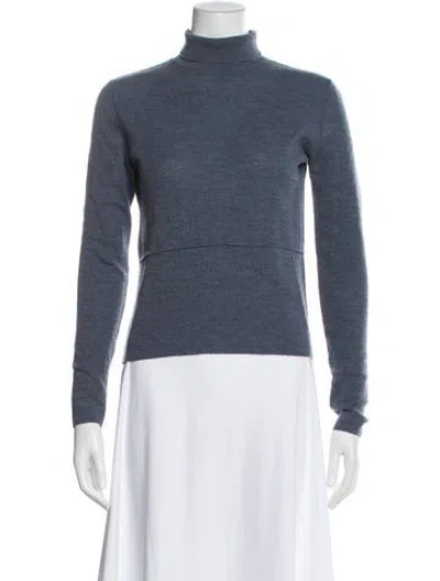 Pre-owned Rena Lange Wool Turtleneck Sweater In Blue