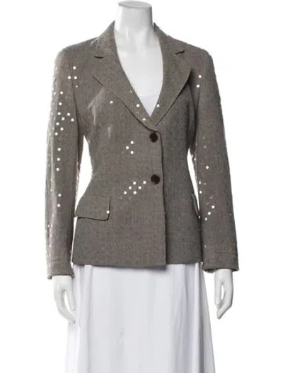 Pre-owned Rena Lange Wool Tweed Pattern Blazer In Brown