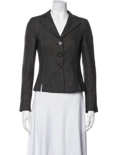 Pre-owned Rena Lange Wool Tweed Pattern Blazer In Grey