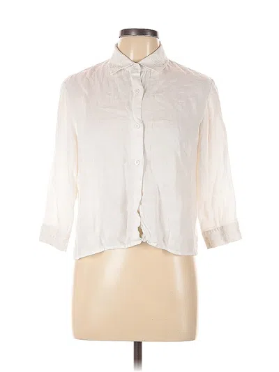 Pre-owned Rena Rowan 3/4 Sleeve Button Down Shirt In White