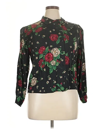 Pre-owned Rena Rowan Long Sleeve Blouse In Black