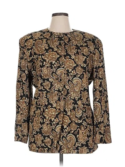 Pre-owned Rena Rowan Long Sleeve Blouse In Gold