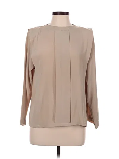 Pre-owned Rena Rowan Long Sleeve Blouse In Tan