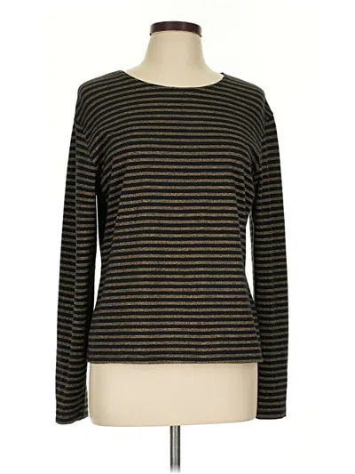 Pre-owned Rena Rowan Long Sleeve Top Black Boatneck Tops