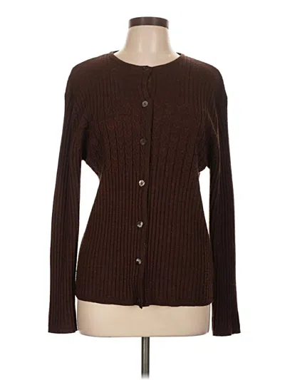 Pre-owned Rena Rowan Long Sleeve Top Brown Square Neckline Tops
