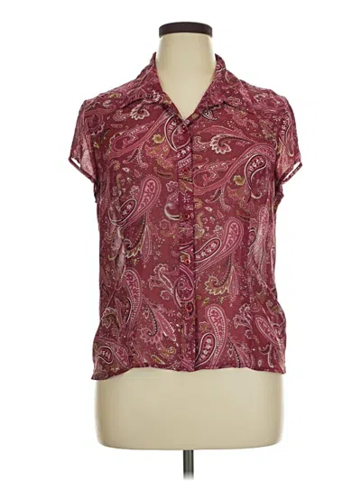 Pre-owned Rena Rowan Short Sleeve Blouse In Burgundy