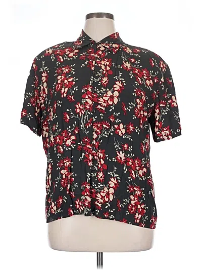 Pre-owned Rena Rowan Short Sleeve Button Down Shirt In Red