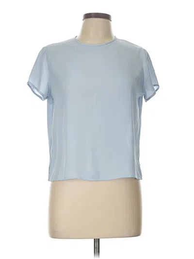 Pre-owned Rena Rowan Short Sleeve Top Blue Crew Neck Tops