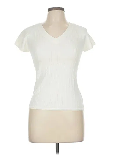 Pre-owned Rena Rowan Short Sleeve Top Ivory V Neck Tops In White