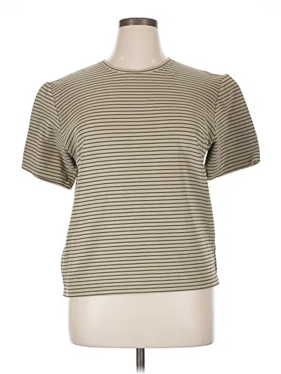 Pre-owned Rena Rowan Short Sleeve Top Tan Mock Neckline Tops