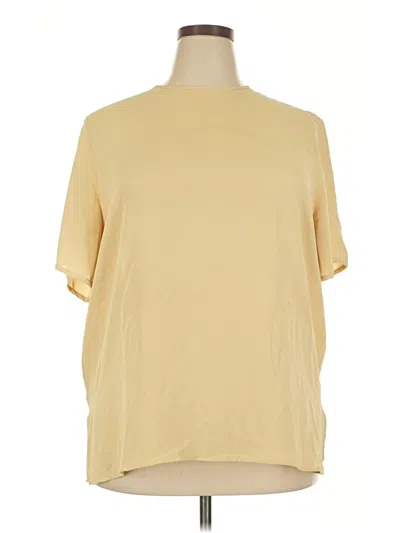 Pre-owned Rena Rowan Short Sleeve Top Yellow Crew Neck Tops