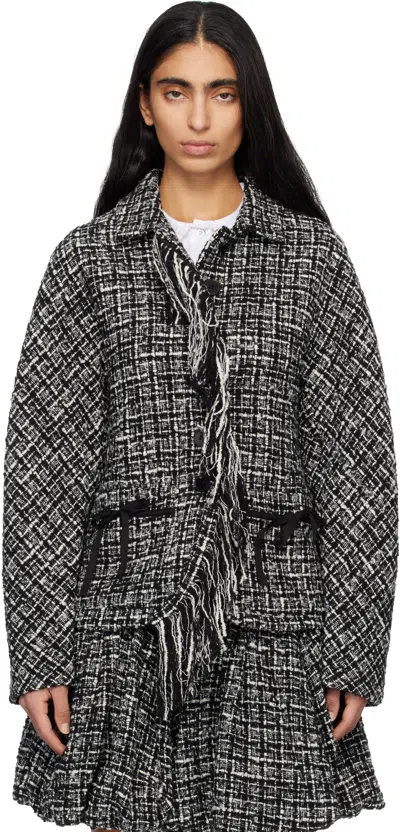 Renaissance Renaissance Black & White Aden Tweed Jacket In Multi