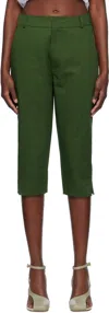 Renaissance Renaissance Green Sami Cropped Gabardine Trousers In Green