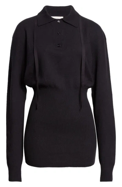 Renaissance Renaissance Isa Merino Wool Polo Sweater In Black