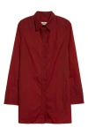 Renaissance Renaissance Jill Taffeta Button-up Shirt In Burgundy