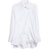 Renaissance Renaissance Karma Scrunched Cotton Poplin Button-up Shirt In White