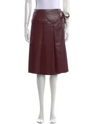 Pre-owned Renaissance Renaissance Pleated Accents Midi Length Skirt In Burgundy