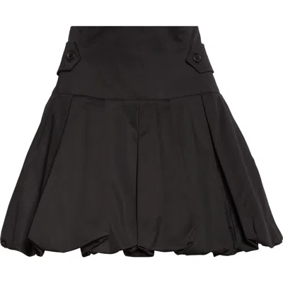 Renaissance Renaissance Qajar Pleated Bubble Hem Gabardine Miniskirt In Black