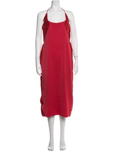 Pre-owned Renaissance Renaissance Silk Midi Length Dress In Red