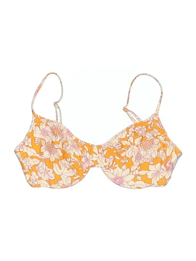 Pre-owned Re:named Swimsuit Top Orange Floral Pattern Swimwear