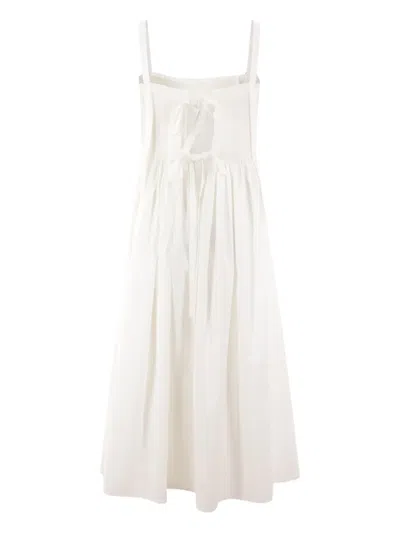 Renata Brenha Shirred Pleated Cotton Dress In White
